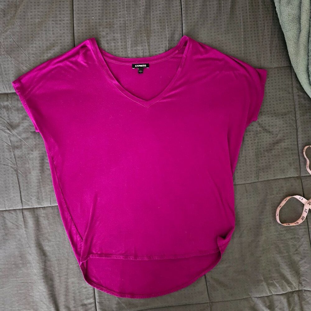 Express Magenta Vneck Blouse